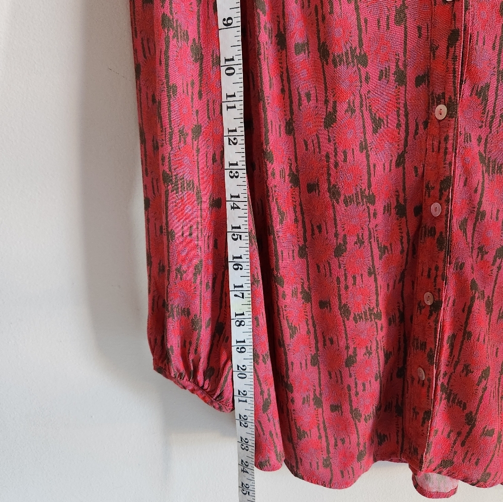 Porridge by Anthropologie Kat Buttondown Blouse Raspberry Pink Size M Women's - Picture 13 of 13